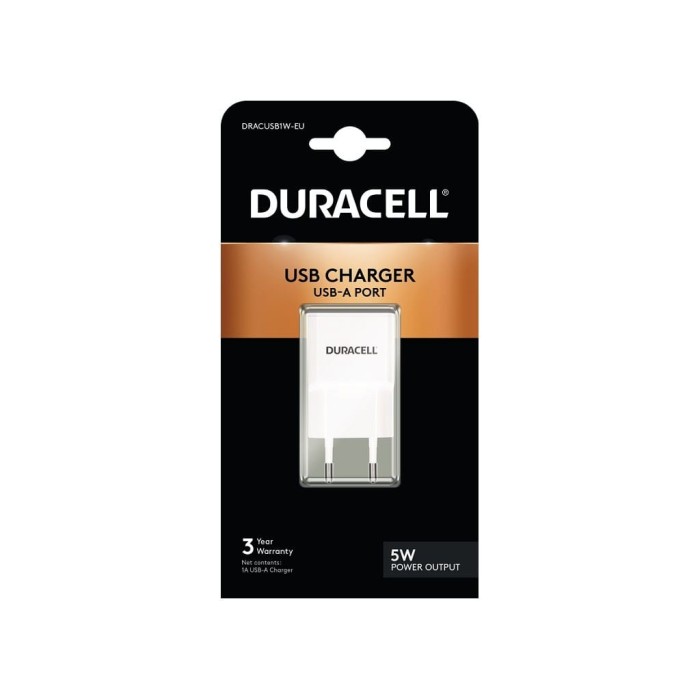 Carregador USB-a 1A Cor Branca Duracell | ByteNova