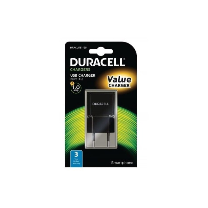 Carregador USB-a 1A Cor Preta Duracell | ByteNova