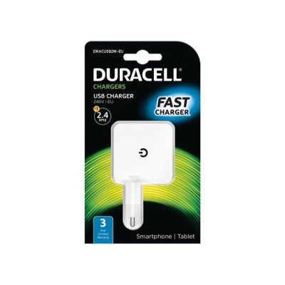 Carregador USB-a 2.4A Cor Branca Duracell | ByteNova