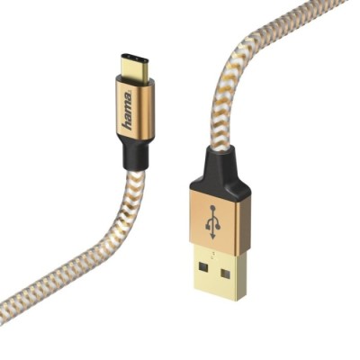 Cabo Carregador Dados USB-C 1,5m Laranja HAMA | ByteNova