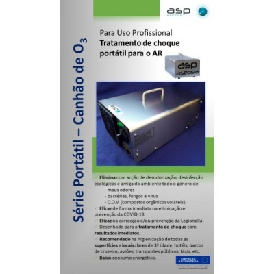 Gerador de Ozono Série Portátil Asp Asepsia Canhão 7G | ByteNova
