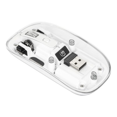Mouse Manhattan USB 1600 Dpi LED Transparente/branco | ByteNova