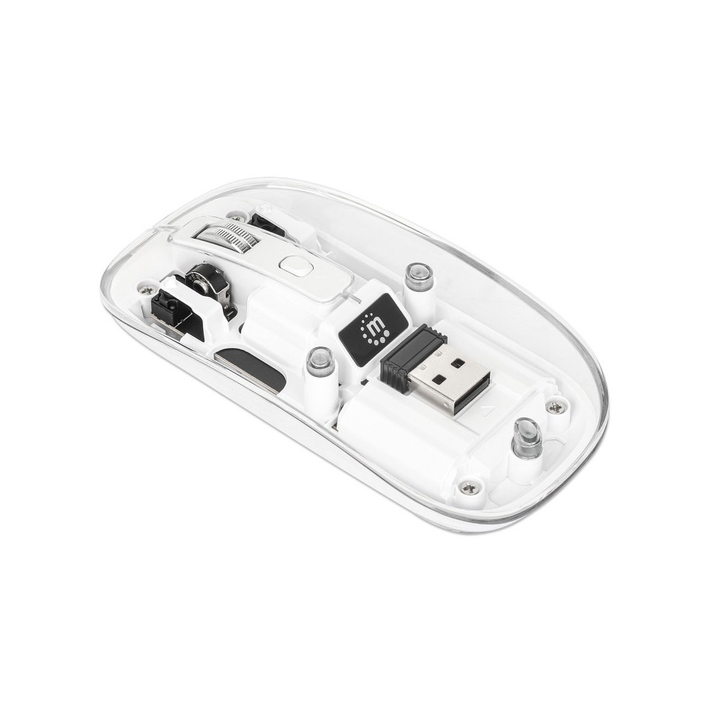 Mouse Manhattan USB 1600 Dpi LED Transparente/branco | ByteNova