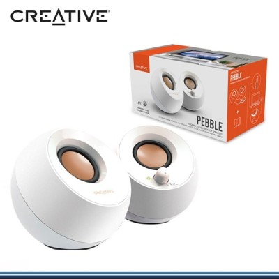 Colunas Creative 2.0 Pebble USB Branco | ByteNova