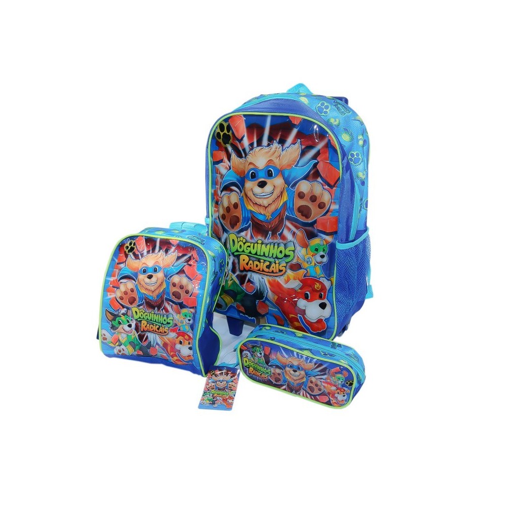 .me Trolley Mochila Dogs Radicais + Lancheira + Estojo Red | ByteNova