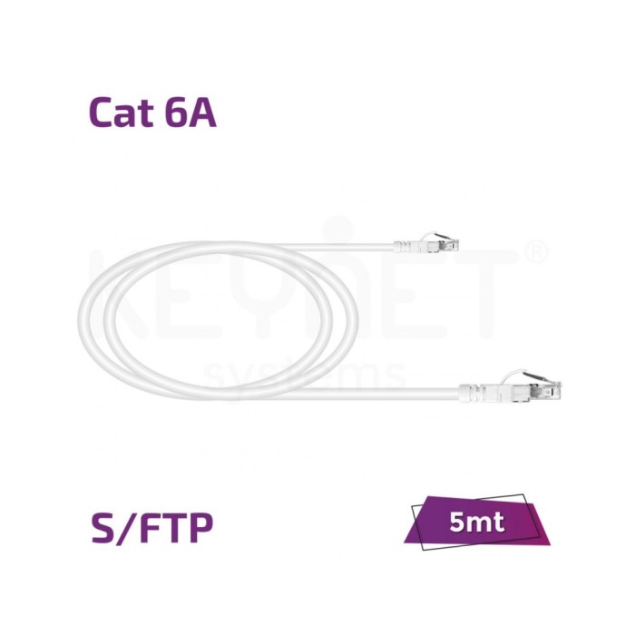 Patch Cord Cat6A S/FTP 26AWG 50μ” LSZH blanco 5mt | ByteNova