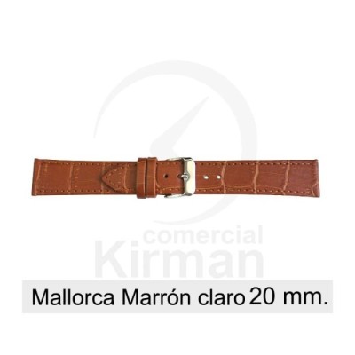 Bracelete Couro Castanha Clara 20MM Mallorca | ByteNova