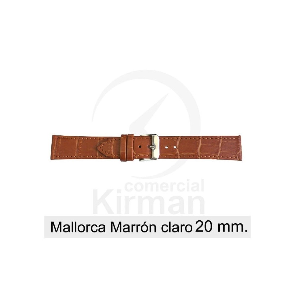 Bracelete Couro Castanha Clara 20MM Mallorca | ByteNova