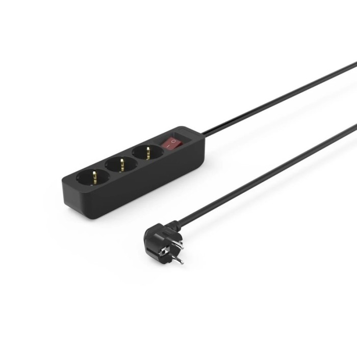 Extensão com Interruptor 1,4M 3 Tomadas Preta Hama | ByteNova