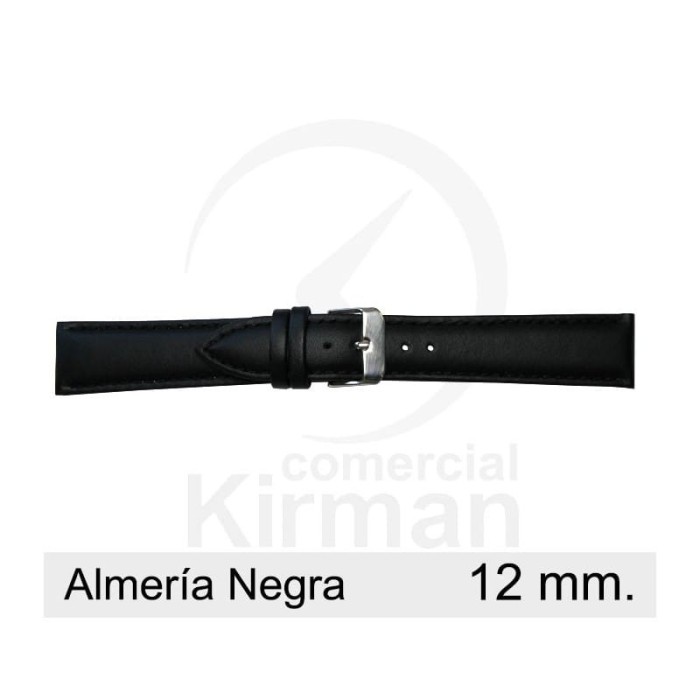 Bracelete Couro Preta 12MM Almeria | ByteNova