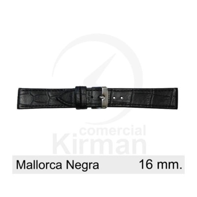 Bracelete Couro Preta 16MM Mallorca | ByteNova