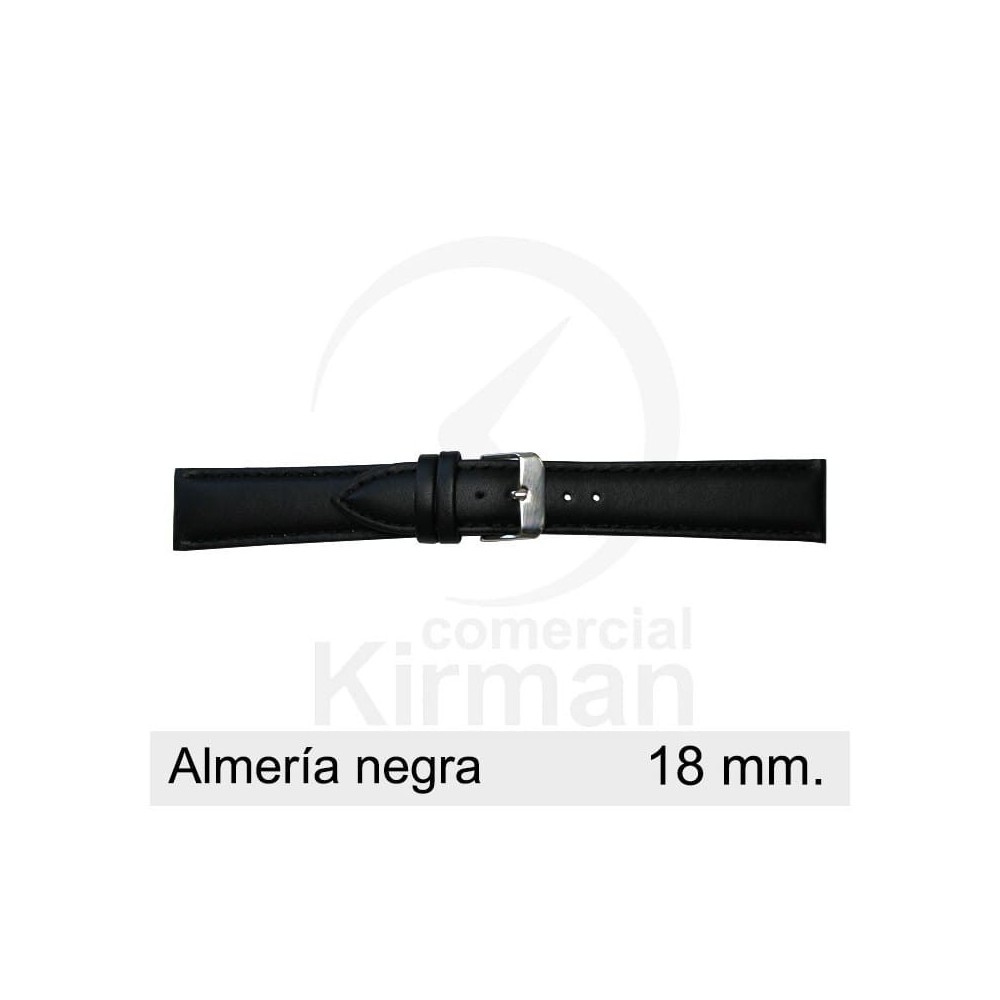 Bracelete Couro Preta 18MM Almeria | ByteNova