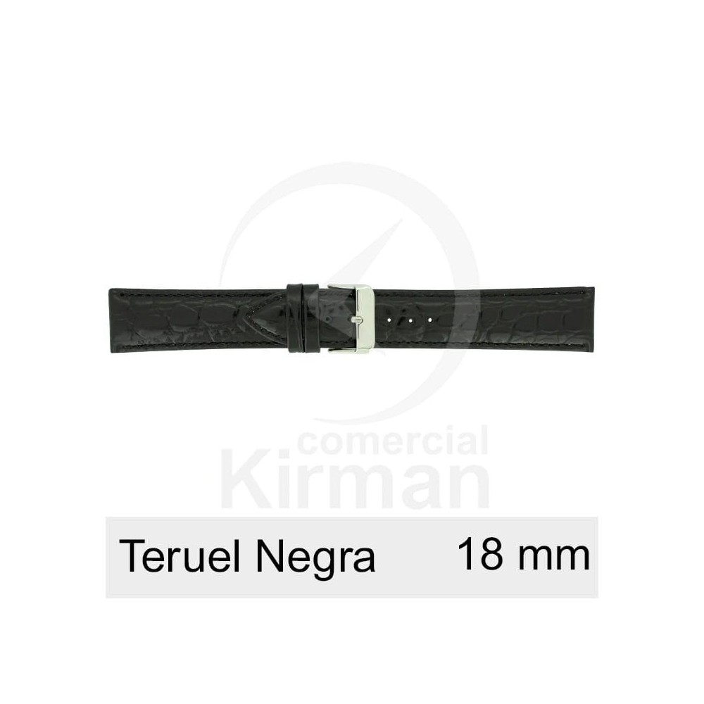 Bracelete Couro Preta 18MM Teruel | ByteNova