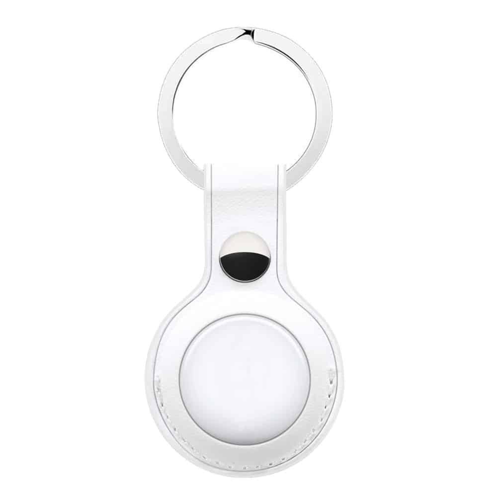 Porta Chaves em Couro p/ Localizador Apple Airtag (Branco) | ByteNova