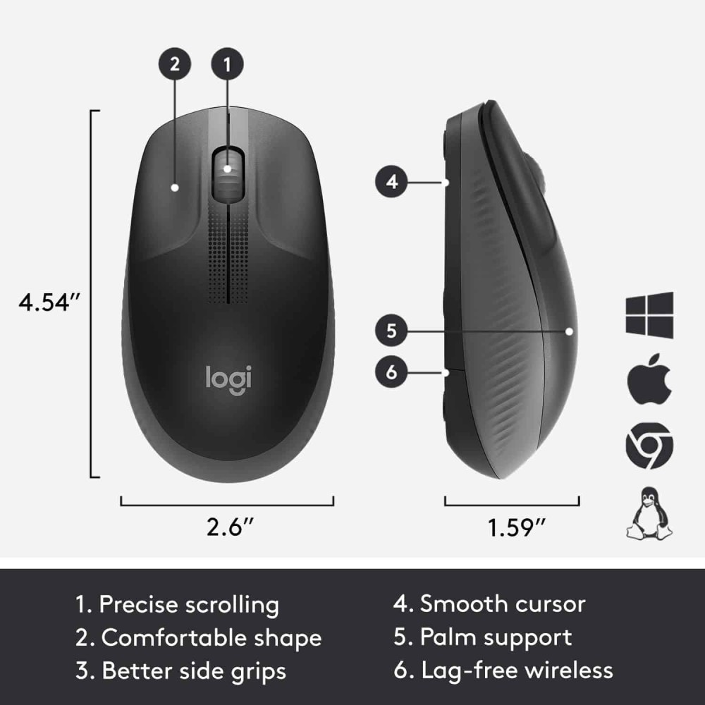 Rato Óptico Logitech M190 Full-Size Wireless Mouse | ByteNova