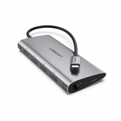 Adaptador UGREEN CM121 USB-C para 3xUSB 3.0 + HDMI + RJ45 | ByteNova
