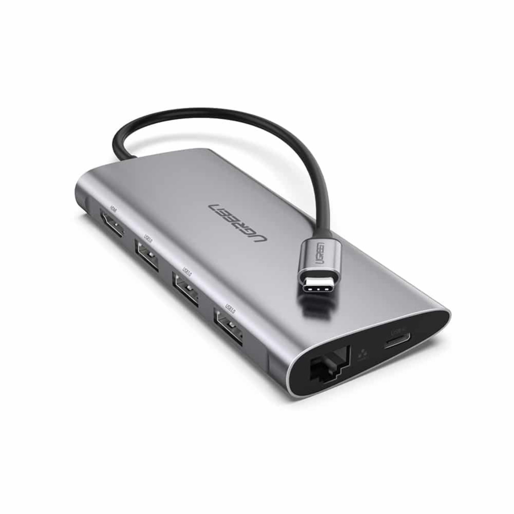 Adaptador UGREEN CM121 USB-C para 3xUSB 3.0 + HDMI + RJ45 | ByteNova