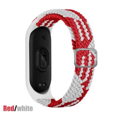Bracelete Ajustável para Mi Band 4/5/6 – Branco-Vermelho | ByteNova