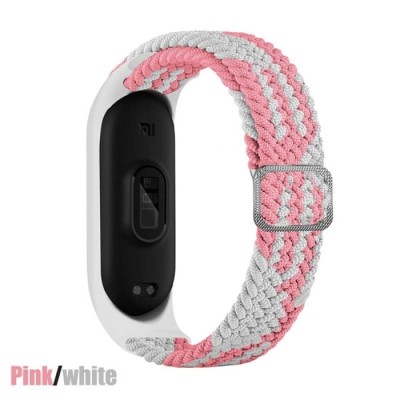Bracelete Ajustável para Mi Band 4/5/6 – Branco-Rosa | ByteNova