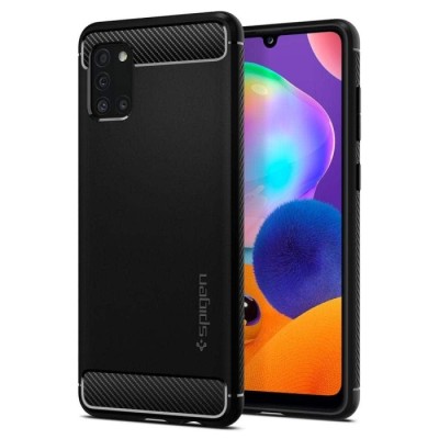 Capa Spigen Samsung Galaxy A31 Case Rugged Armor Preta | ByteNova