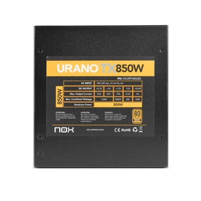 Fonte de Alimentação Nox Urano TX 850W 80 PLUS Bronze | ByteNova