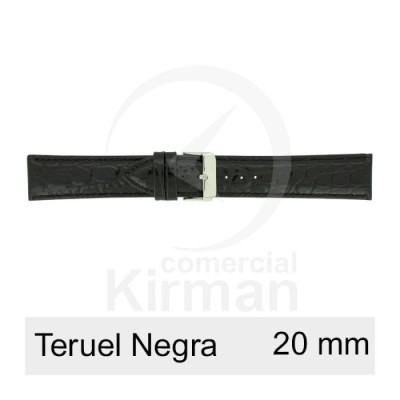 Bracelete Couro Preta 20MM Teruel | ByteNova