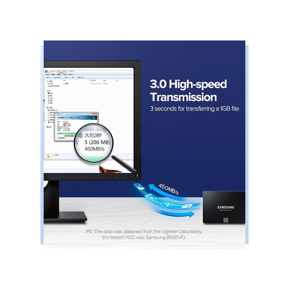 Cabo SATA III 6 Gbps UGREEN US217 Angled 90º 0.5m Preto | ByteNova