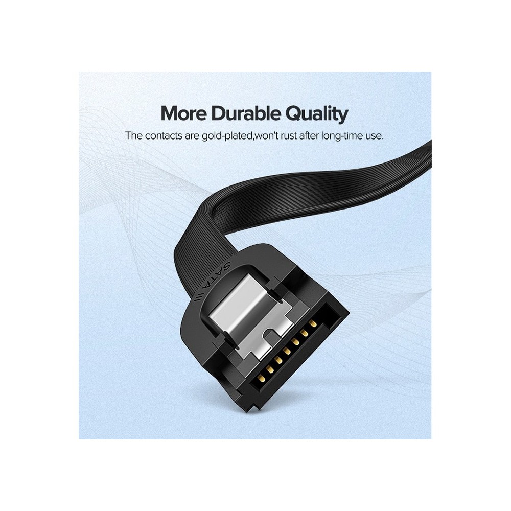 Cabo SATA III 6 Gbps UGREEN US217 Angled 90º 0.5m Preto | ByteNova
