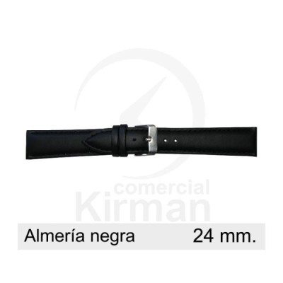 Bracelete Couro Preta 24MM Almeria | ByteNova