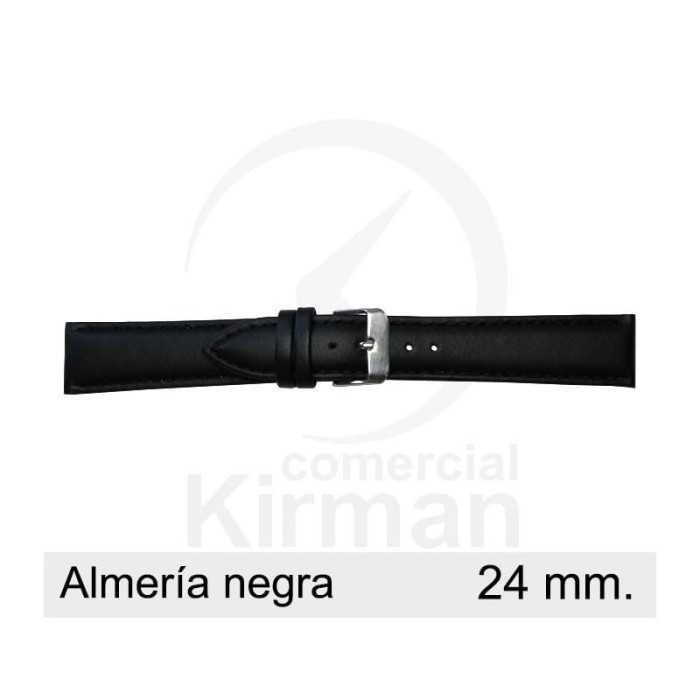 Bracelete Couro Preta 24MM Almeria | ByteNova