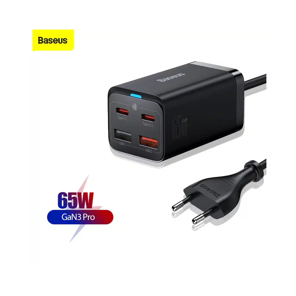 Carregador Baseus GaN3 Pro 4 Portas Desktop 65W | ByteNova