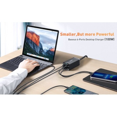 Carregador Baseus GaN3 Pro 4 Portas Desktop 65W | ByteNova