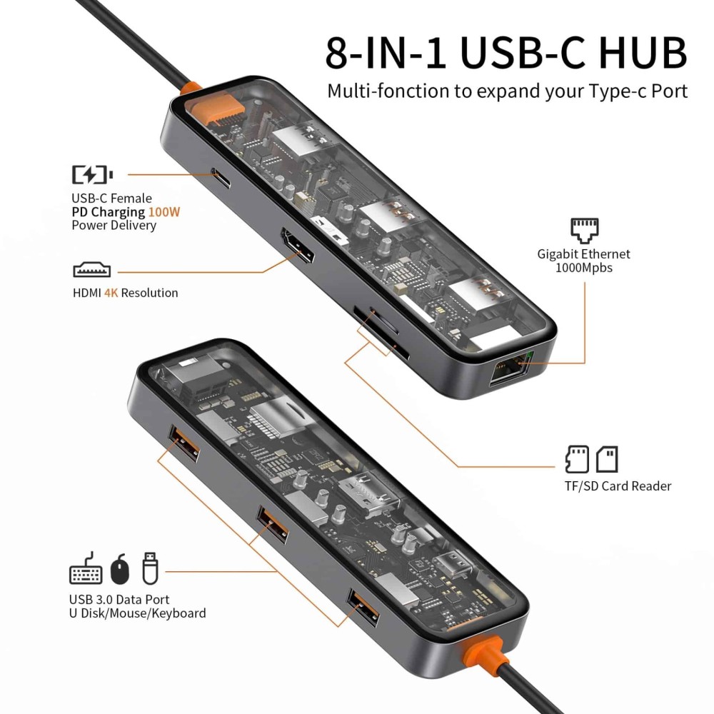 Hub Docking Station Multifuncional Tipo C 8 em 1 WiWU | ByteNova