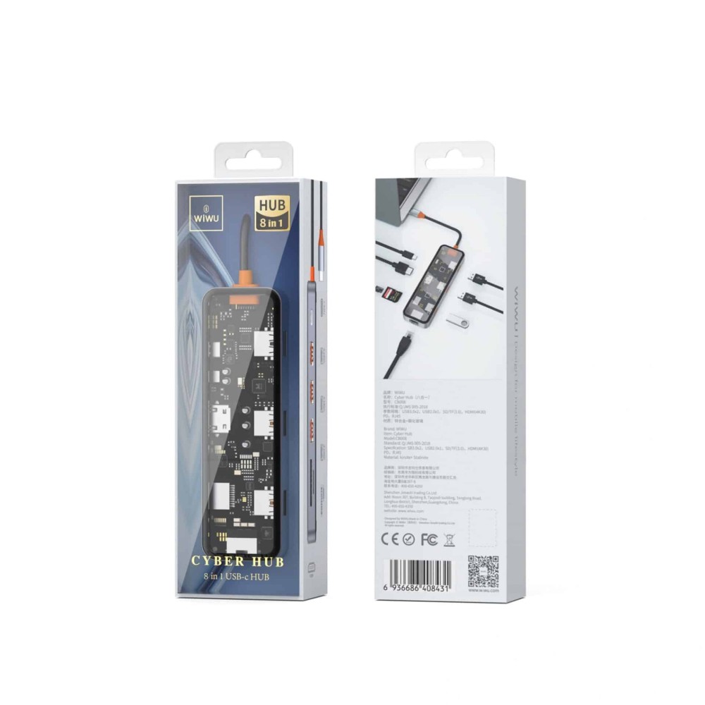 Hub Docking Station Multifuncional Tipo C 8 em 1 WiWU | ByteNova