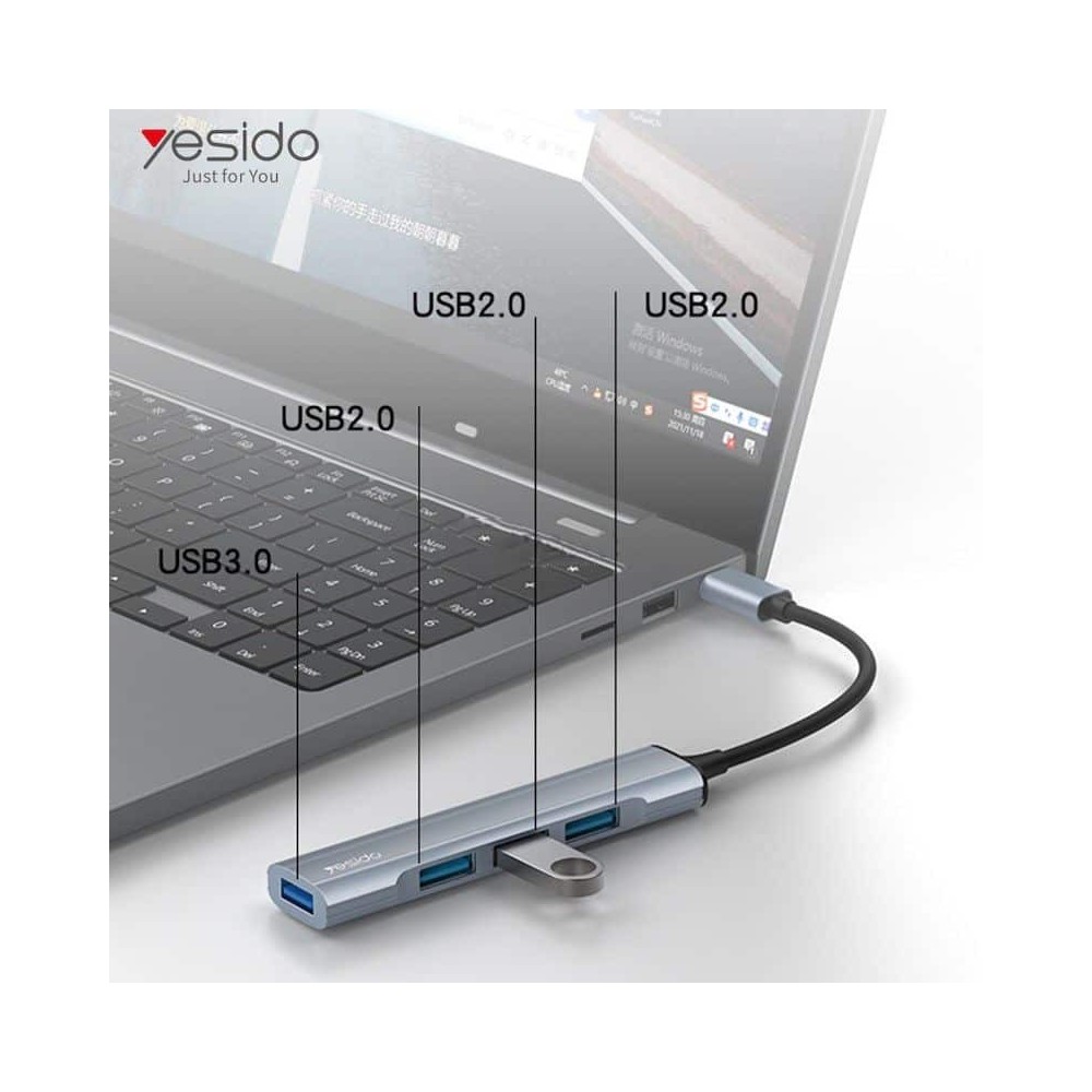 HUB USB-C para USB-A de 4 portas Yesido | ByteNova