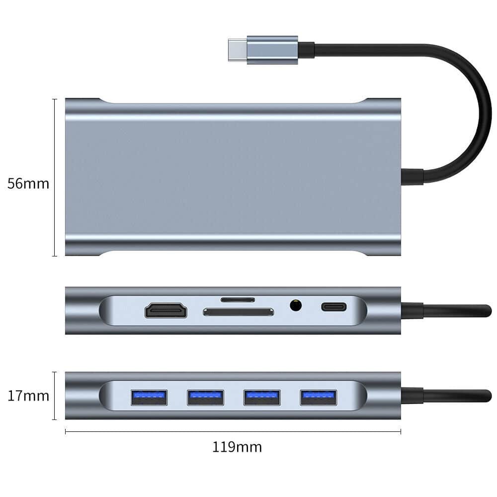 Hub USB C Multi-portas 11 em 1 Com suporte a 4K | ByteNova