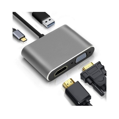 Adaptador Hub Tipo C 4 em 1 com HDMI/VGA USB 3.0 Porta | ByteNova