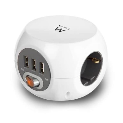 Régua Ewent EW3939 Cube Power 3 Tomadas Schuko + 3 USB | ByteNova