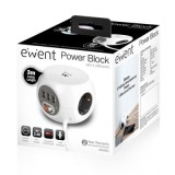 Régua Ewent EW3953 Power Block 3 USB + 3 Tomadas + Cabo | ByteNova