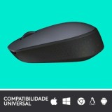 Rato Óptico Logitech M170 Wireless 1000DPI Cinza/Preto | ByteNova