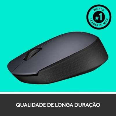 Rato Óptico Logitech M170 Wireless 1000DPI Cinza/Preto | ByteNova