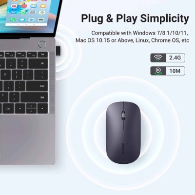 Rato Óptico UGREEN MU001 Portable Slim Silent Wireless | ByteNova