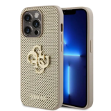 Capa de couro PU perfurada Guess com brilho 4G – Dourada | ByteNova