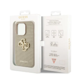 Capa de couro PU perfurada Guess com brilho 4G – Dourada | ByteNova