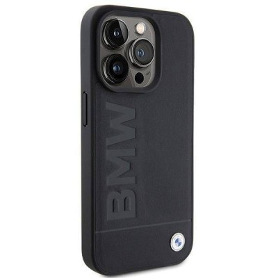 Capa BMW em Couro Hot Stamp Preto p/ Iphone 15 Pro Max | ByteNova