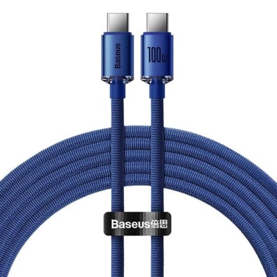 Cabo USB-C Baseus Crystal Shine PD 100W 1.2m Azul | ByteNova