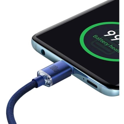 Cabo USB-C Baseus Crystal Shine PD 100W 1.2m Azul | ByteNova