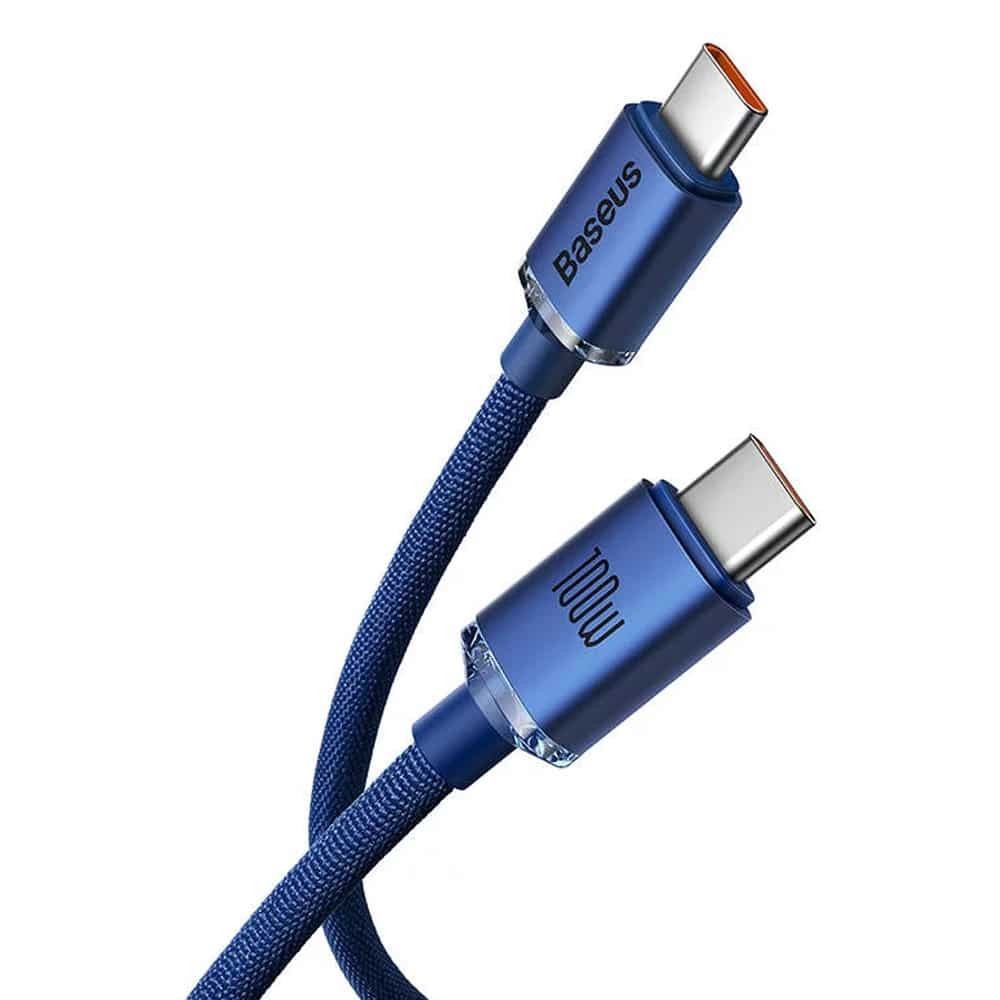 Cabo USB-C Baseus Crystal Shine PD 100W 1.2m Azul | ByteNova
