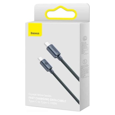 Cabo USB-C Baseus Crystal Shine PD 100W 1.2m Preto | ByteNova