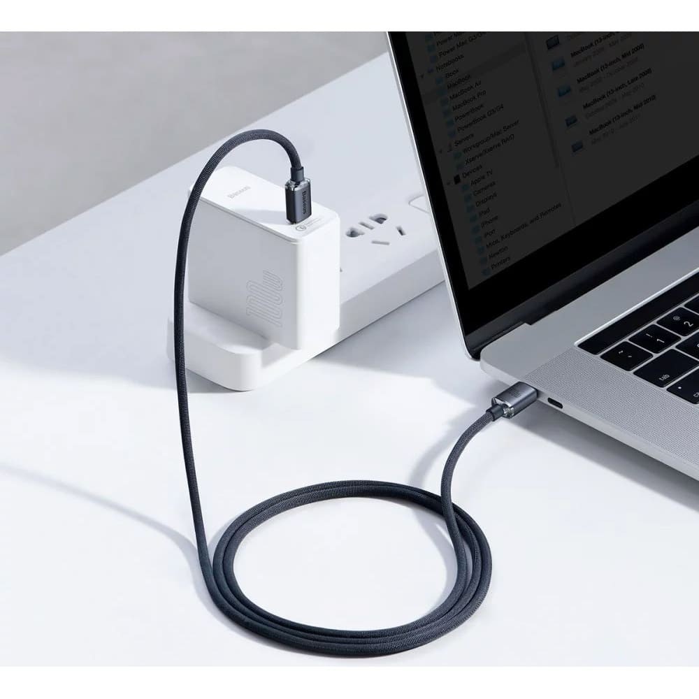 Cabo USB-C Baseus Crystal Shine PD 100W 1.2m Preto | ByteNova